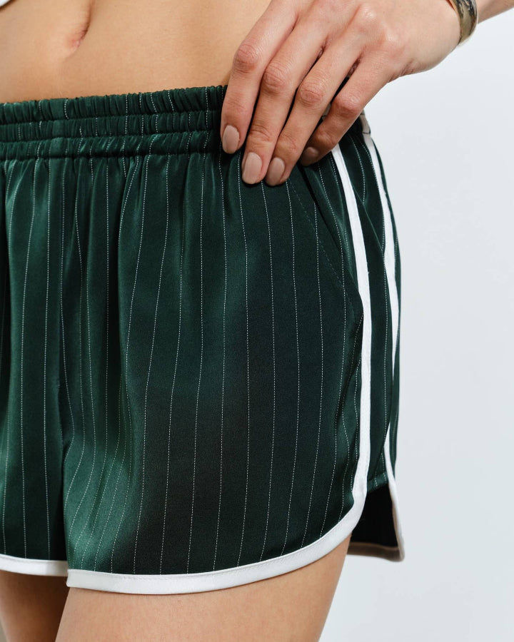 Green Parker Striped Track Shorts
