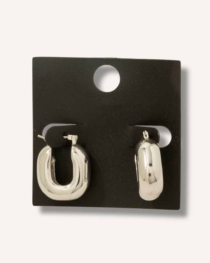 Silver Gold Dipped Latch Hoop Earrings
