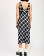 Navy Plaid Maxi Dress