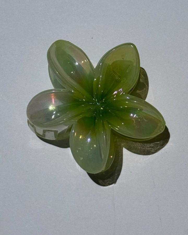 Transparent Plumeria Flower Claw Clips