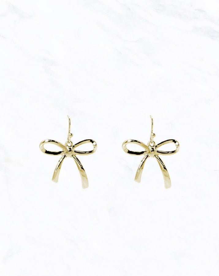 Gold Dangle Bow Earring