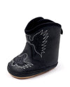 Black faux leather baby cowboy boots