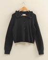 Ruffle Collar Cardigan Sweater