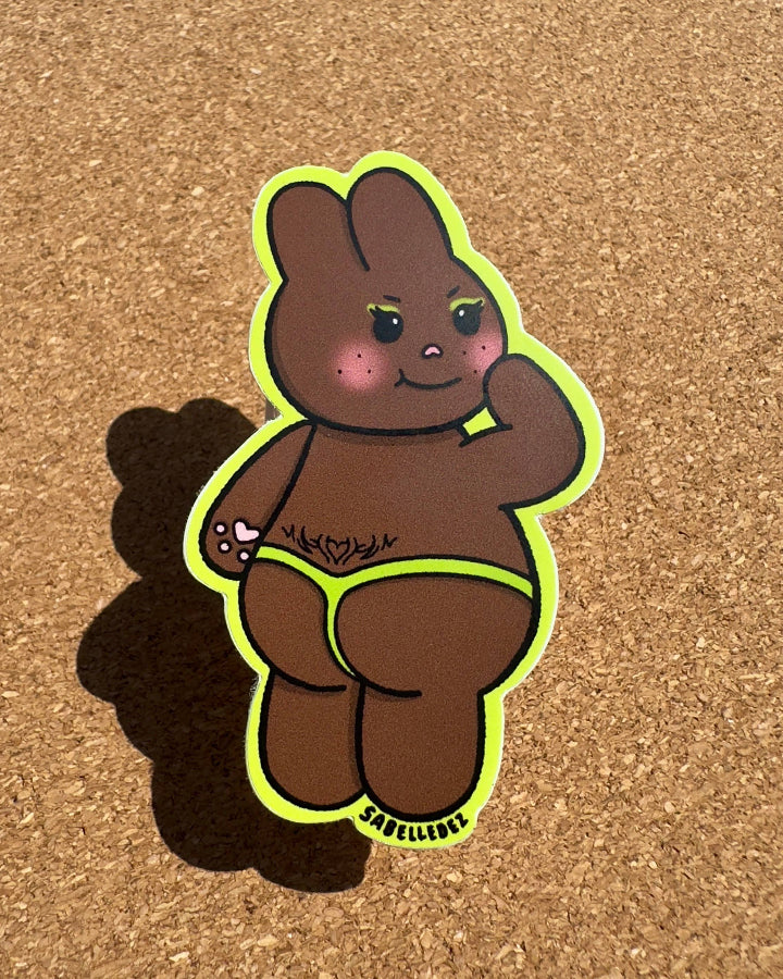 Cheeky Brat Brown Bunny Sticker