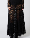 Black Lace Tiered Maxi Skirt