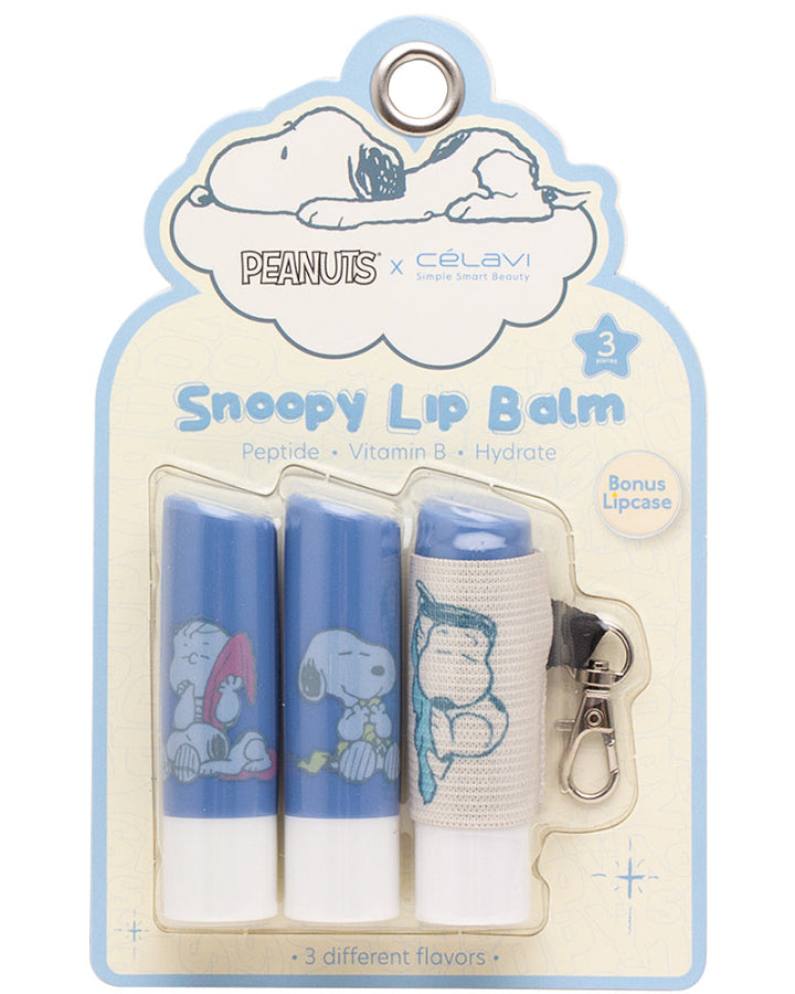 Celavi X Peanuts Snoopy 3Pc Lip Balm With Keychain