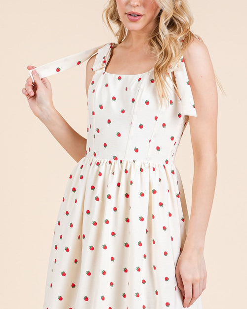 Strawberry Tiered Midi Sundress