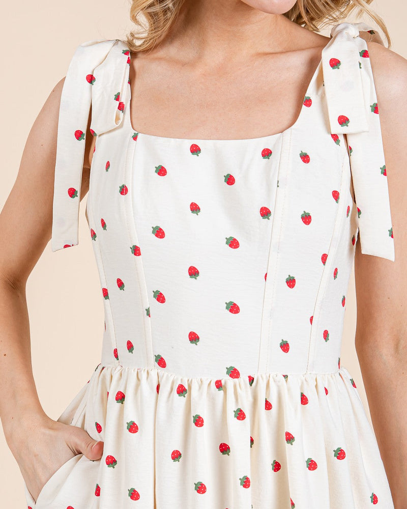 Strawberry Tiered Midi Sundress