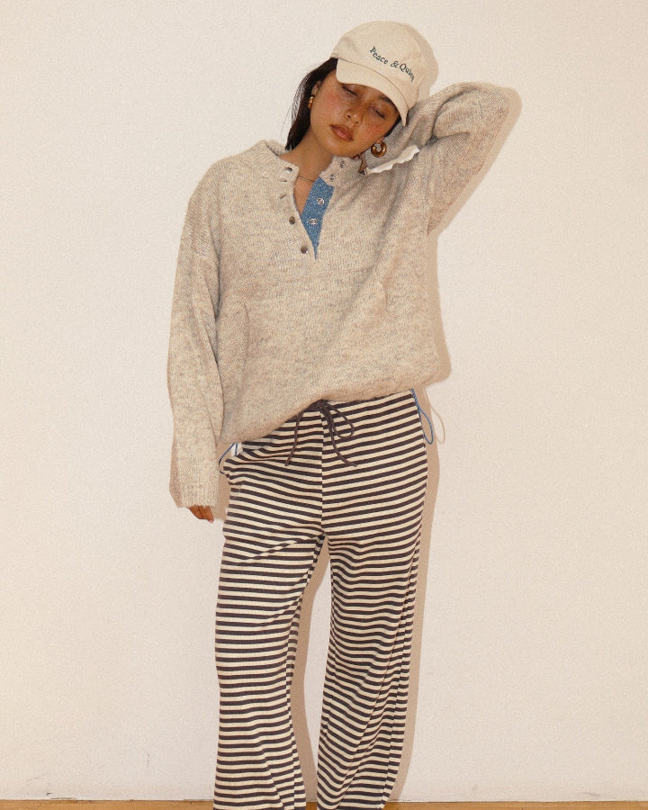 Two Tone Snap Collar Sweater