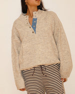 Two Tone Snap Collar Sweater