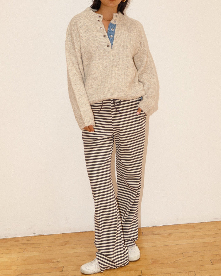 Two Tone Snap Collar Sweater