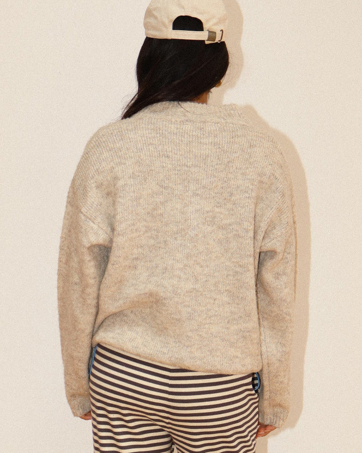 Two Tone Snap Collar Sweater