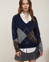 Navy Argyle V-Neck Sweater