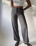Pia Mid-Rise Grey Pin Stripe Trousers