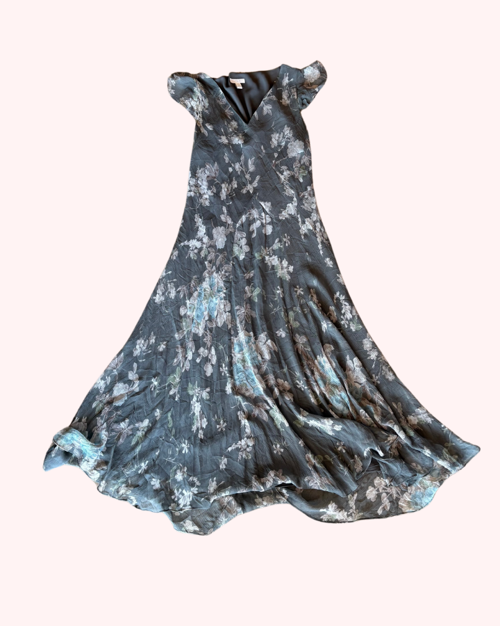 Vintage Grey Floral Dress