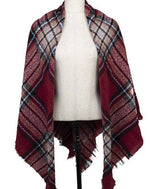 Plaid Burgundy Wrap Scarf