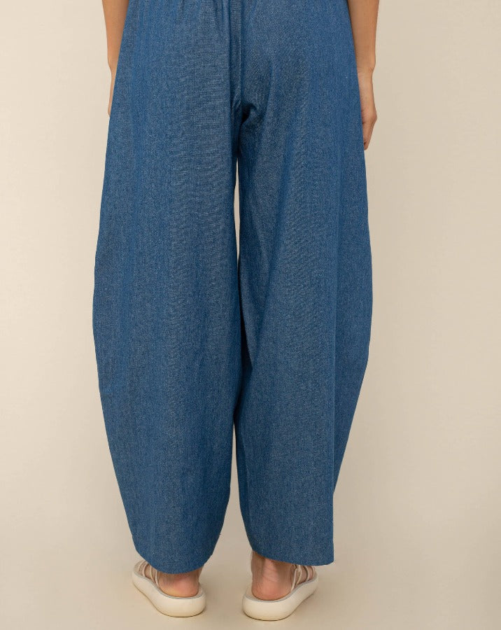 High Rise Denim Barrel Pant