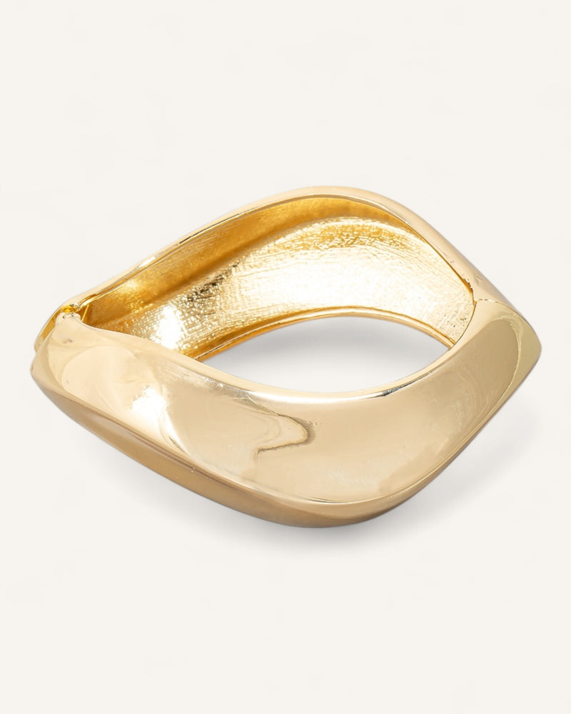 Gold Large Wavy Bangle Bracelet