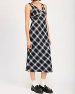 Navy Plaid Maxi Dress
