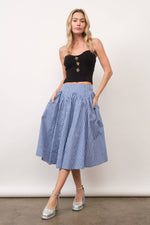 Drop Waist Blue Gingham Skirt