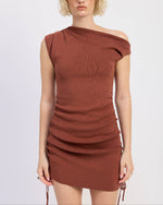 Brown Mini Off Shoulder Dress