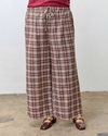 Plus Brown Plaid Pant