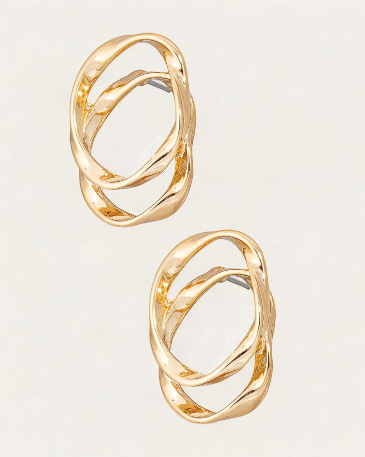 Metallic Double Ring Post Earrings