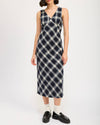 Navy Plaid Maxi Dress
