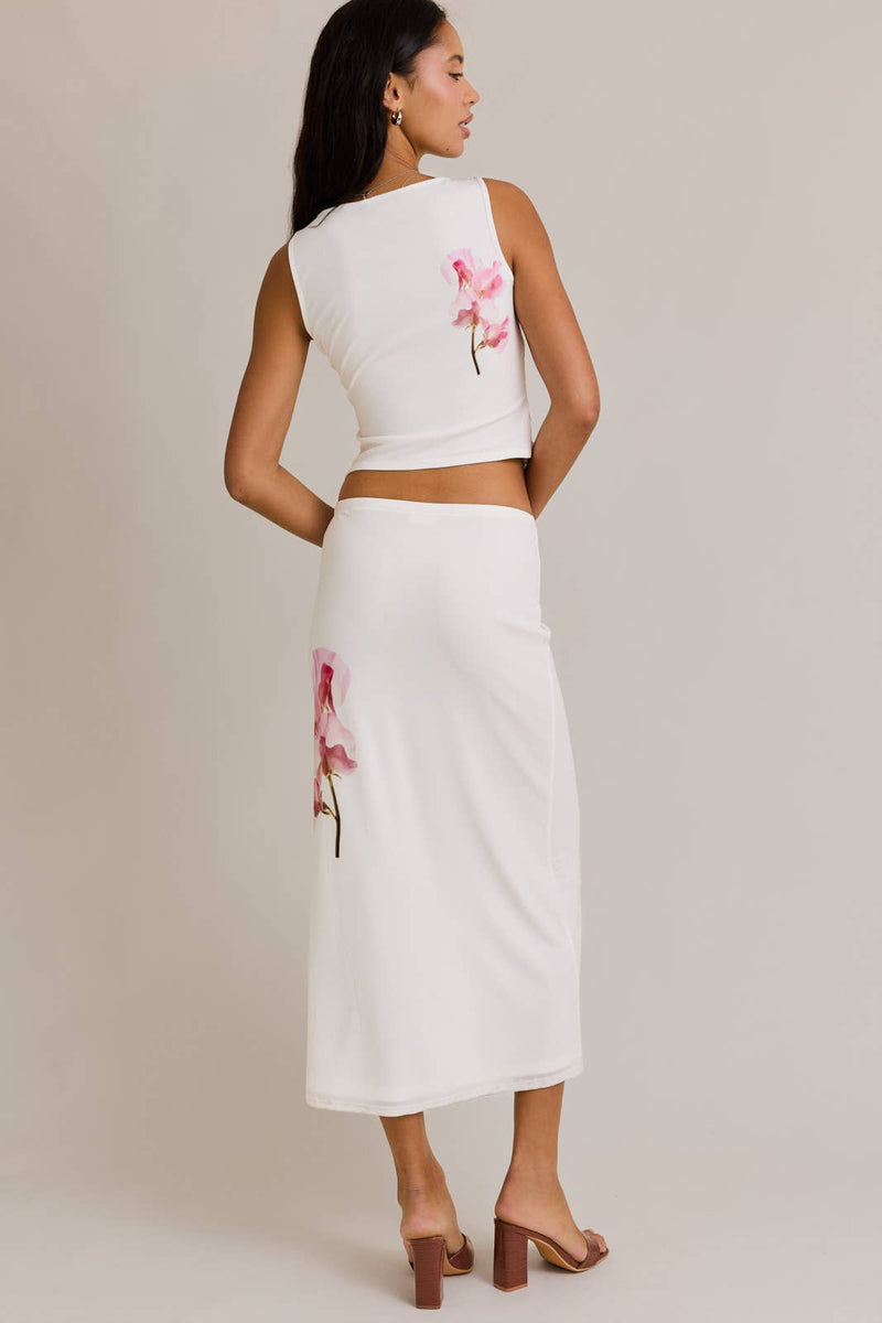 Kaia Floral Mesh Skirt