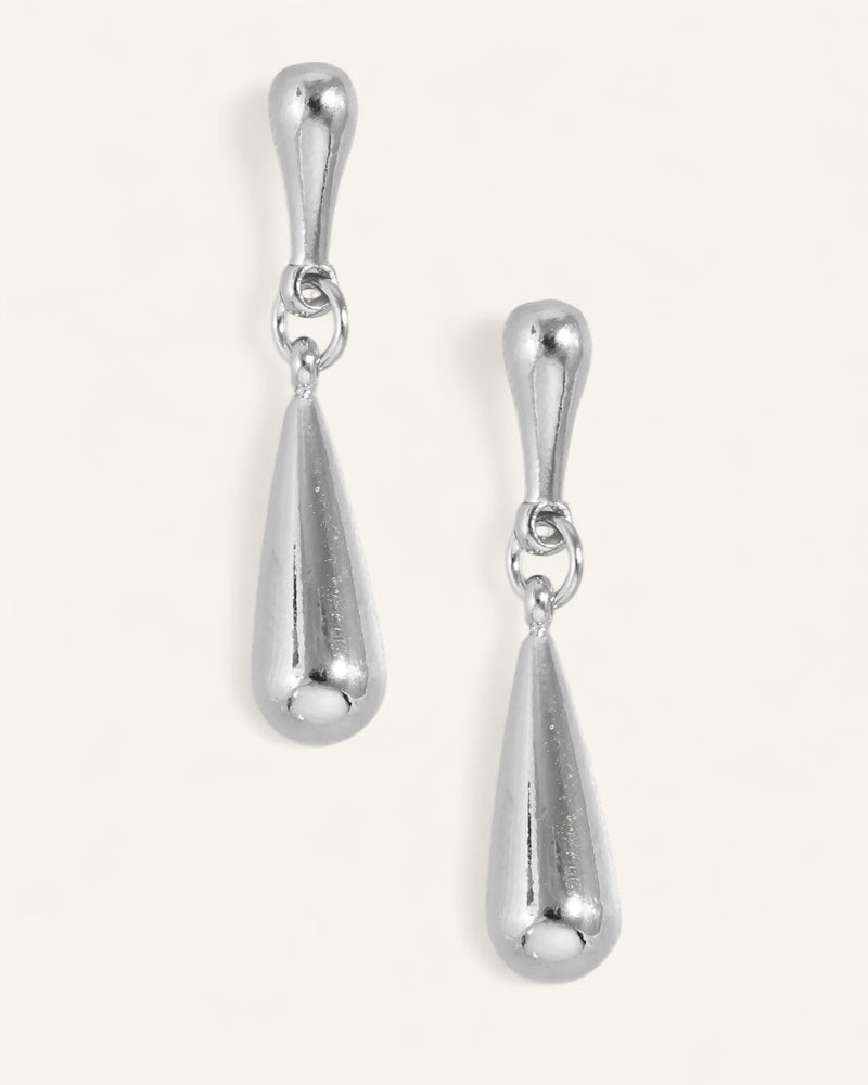 Silver Double Tear Dangle Earrings