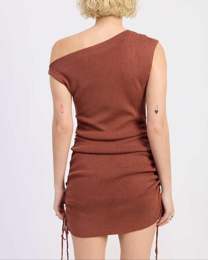Brown Mini Off Shoulder Dress