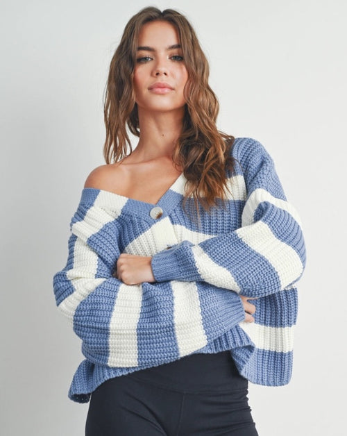 Blue & Ivory Striped Sweater