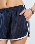 Navy Parker Striped Track Shorts