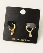 Gold Dipped Mini Rhinestone Huggie Earrings