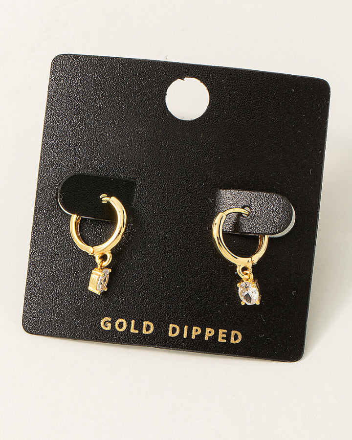 Gold Dipped Mini Rhinestone Huggie Earrings