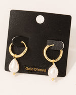 Gold Dipped Mini Pearl Teardrop Huggie Earrings