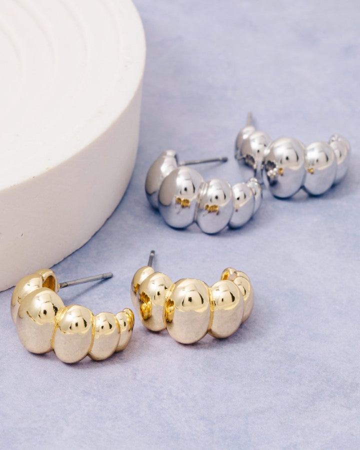 Gold Dipped Puffy Bubble Hoop Earrings
