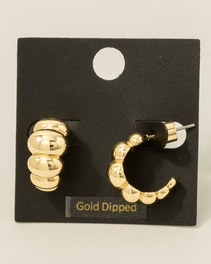 Gold Dipped Puffy Bubble Hoop Earrings