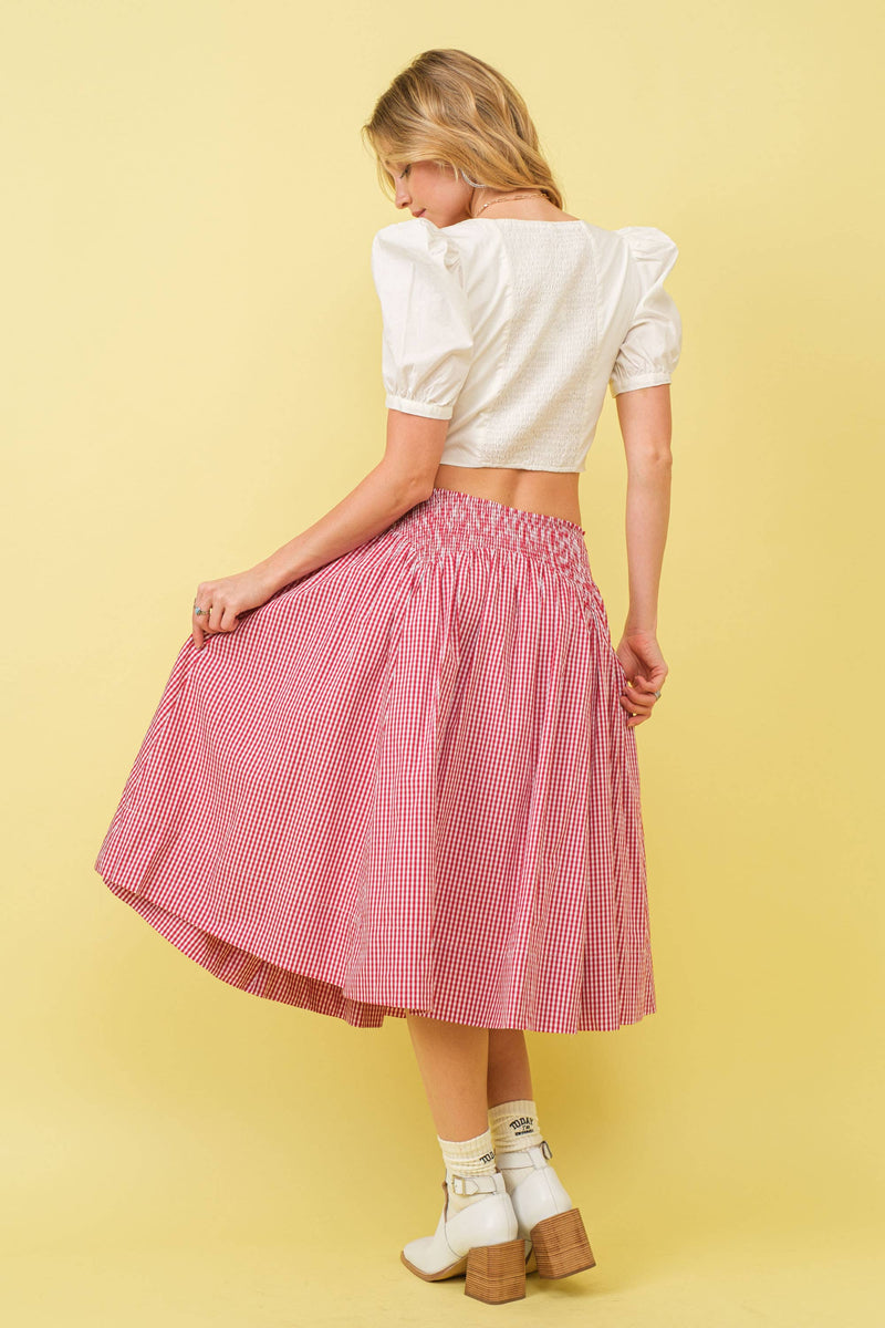 Drop Waist Red Gingham Skirt