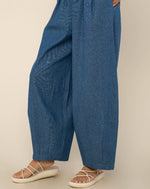 High Rise Denim Barrel Pant