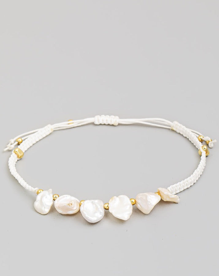 Threaded Natural Pearl Bracelet