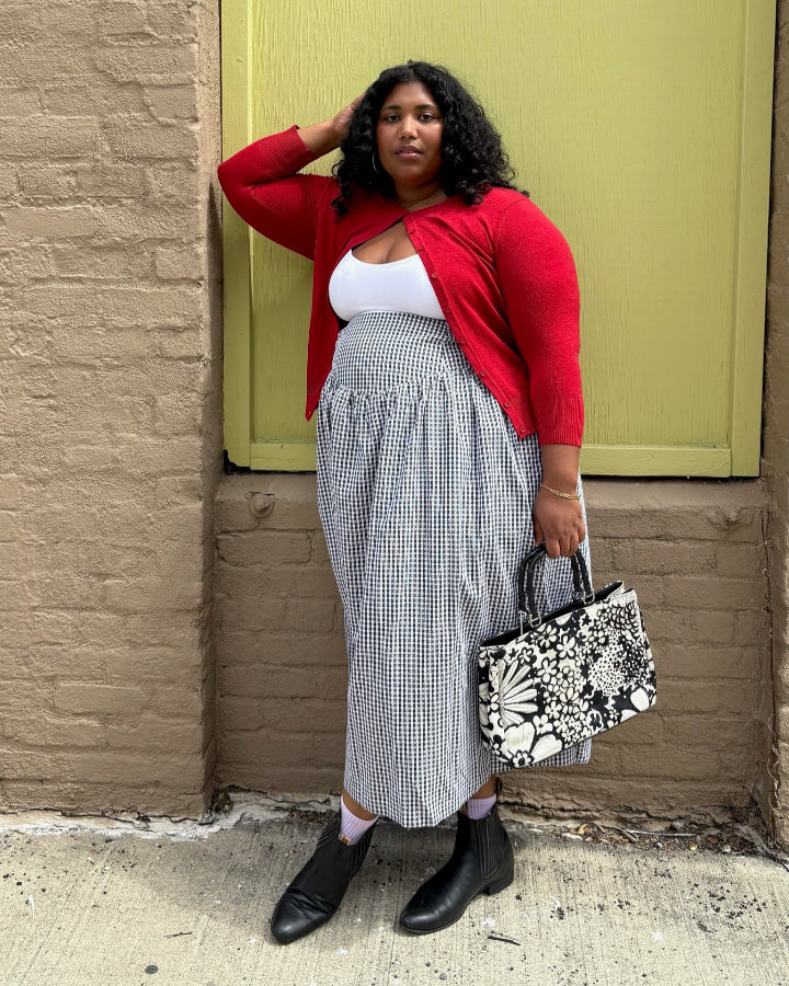 Black Check Drop Waist Skirt