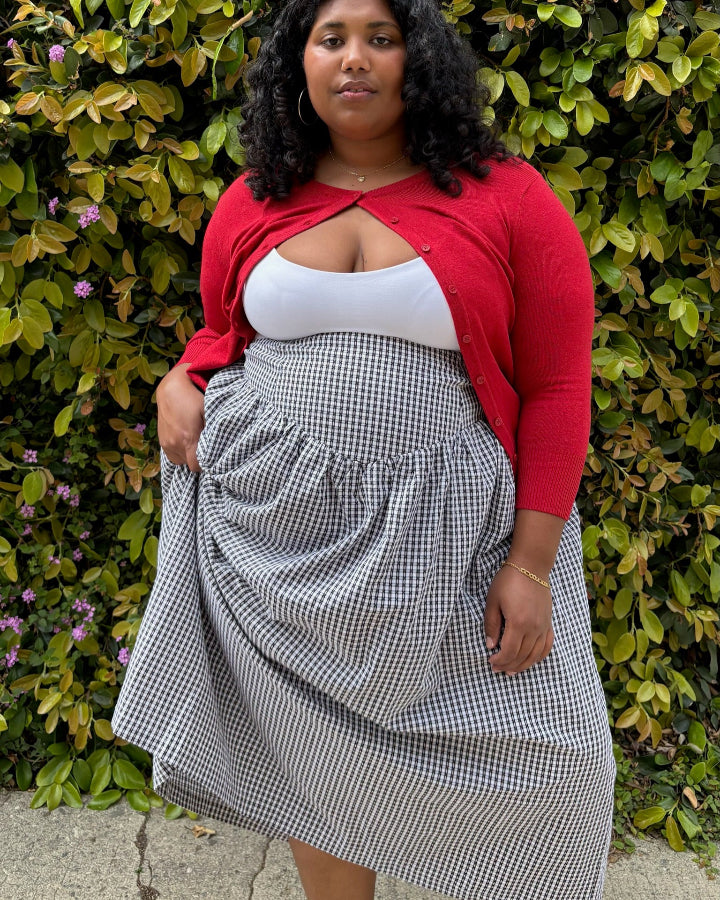 Black Check Drop Waist Skirt
