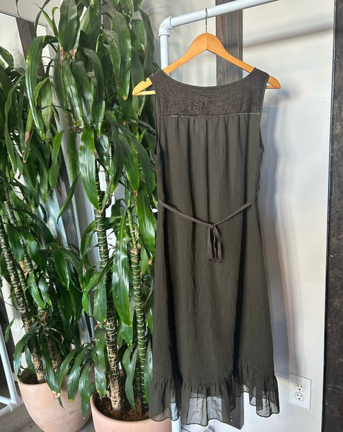 Vintage Olive Plunge Sundress