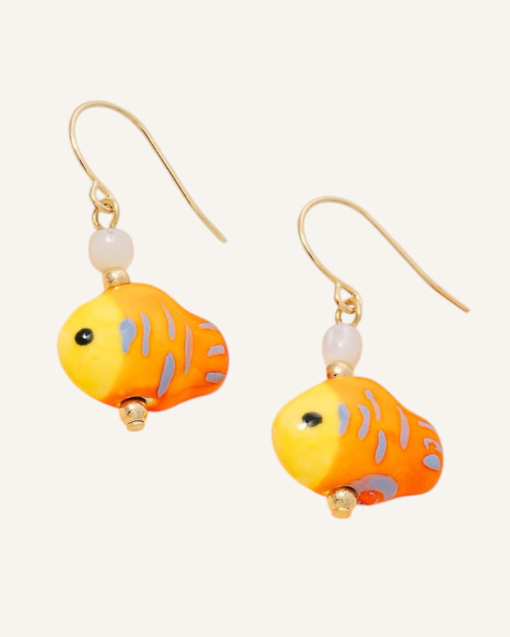 Orange Ceramic Fishy Earrings