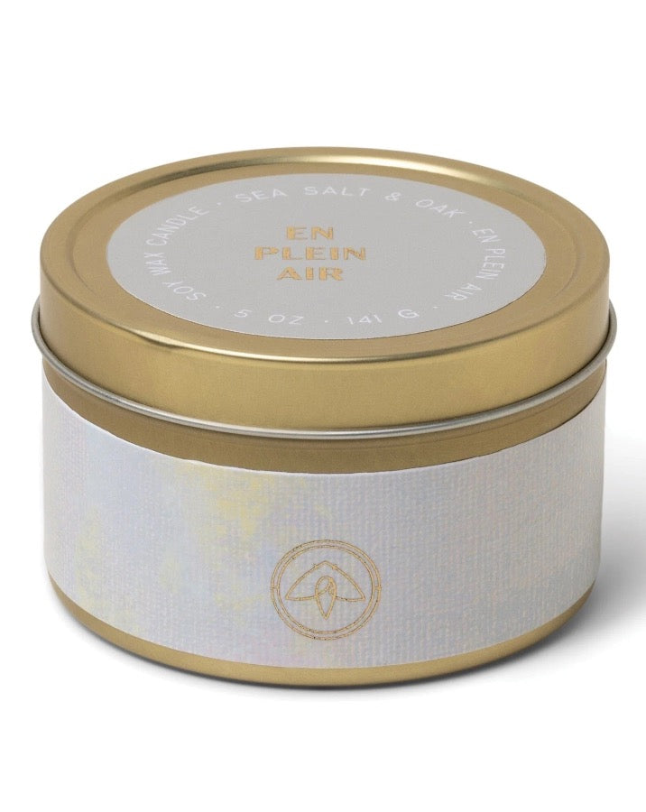 En Plein Air 5 oz Tin Candle - Sea Salt & Oak