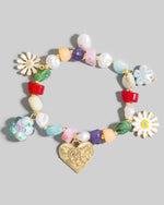 Flower Beaded Charm Bracelet