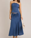 French Blue Gingham Midi Skirt