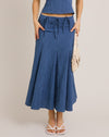 French Blue Gingham Midi Skirt