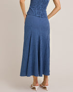 French Blue Gingham Midi Skirt